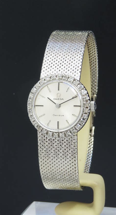 18 ct white gold omega watch